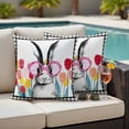 thumbnail image 6 of Outdoor Waterproof Pillow Covers Easter Bunny Tulip Black Palid Decorative Throw Pillow Protectors,Pillowcase Cushion Cases for Patio Sofa Garden Couch,16x16in,Pack of 2, 6 of 14