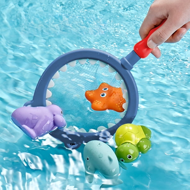Traje de pesca de juguete, red de pesca, red para tiburones, juego de agua, aprieta y rocía, animales que cambian de color