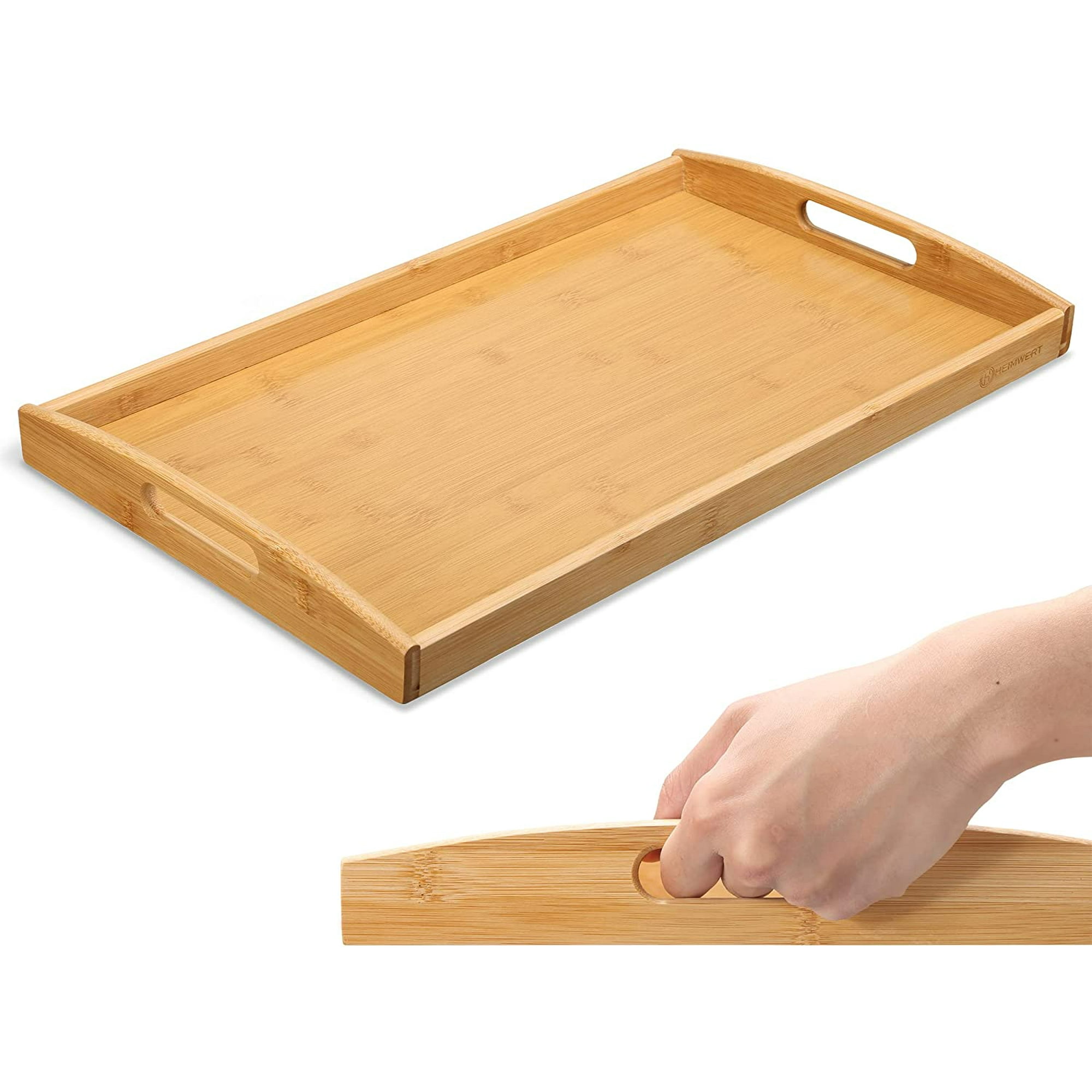 Tablett Serviertablett Bambus Holz - besonders stabiles und leichtes  Holztablett mit Griff - rechteckig Tablett Holz Serviertablett gro Serving  Tray fr KDeko Bett Servierplatte - Walmart.ca