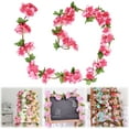 thumbnail image 2 of Artificial Cherry Blossom Garland - 1 Pack 7.5Ft Hanging Flower Vines Blossoms Garland, for Wedding, Garden, Arch, Or Home Table Centerpiece Decor, Window Front Door Hanging Decor(Red,90x2"), 2 of 9