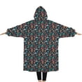 thumbnail image 2 of Oversized Wearable Blanket Hoodie,Dark Blue Bigfoot and Tree Pattern Sherpa Blanket Hoodie with Super Pockets,Super Warm Fuzzy Pullover for Women & Men, 2 of 6