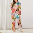 thumbnail image 3 of Bingfone Womens Pajama Sets Flowers And Birds Watercolor Print,Long Sleeve Loungewear Pajamas Set-X-Large, 3 of 9