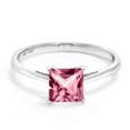 thumbnail image 2 of Gem Stone King 10K White Gold Solitaire Engagement Ring Set with Princess Pink Topaz, 2 of 4