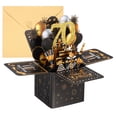 thumbnail image 1 of Uxcell 70th Birthday Card, Pop-Out Birthday Card with Greeting Card and Envelope for Women Girl Gift, Black Gold, 1 of 6