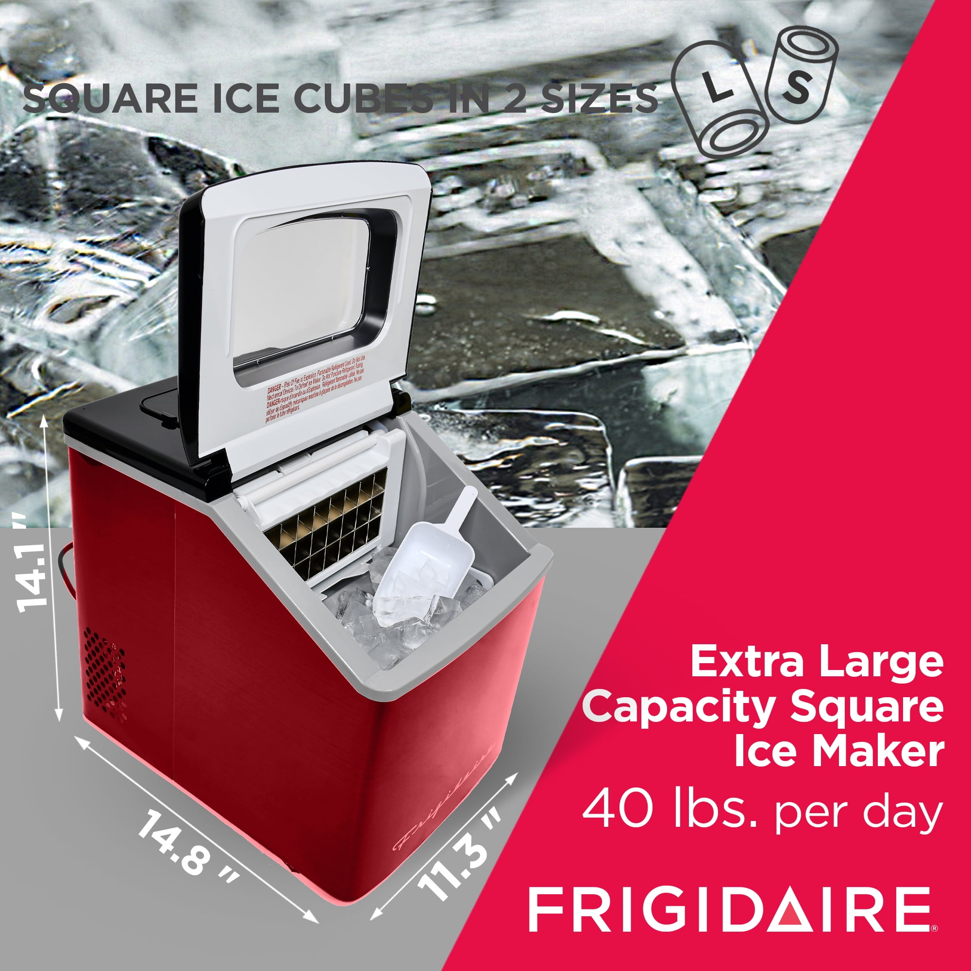 Frigidaire 40 lbs Countertop Clear Square Ice Maker EFIC452 Frigidaire 40 lbs Countertop Clear Square Ice Maker EFIC452