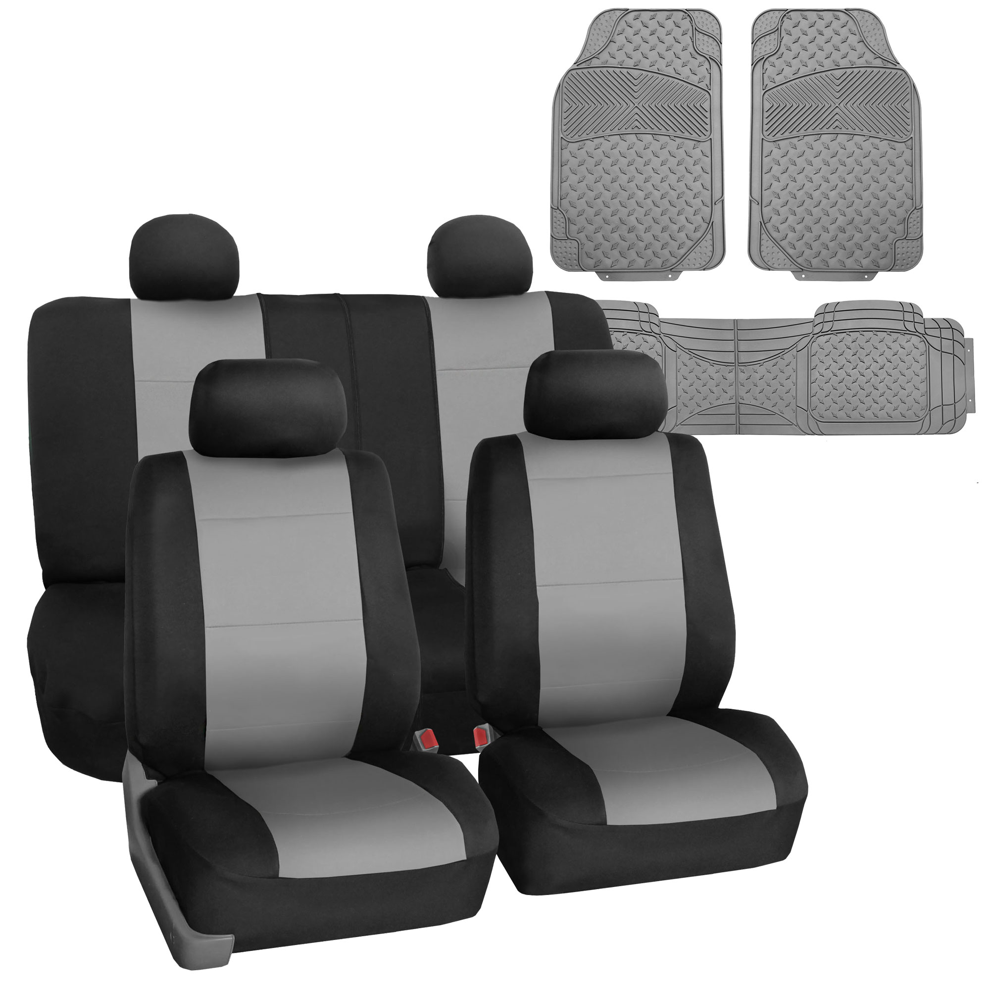 FH Group Neoprene Car Van Seat Covers Gray for Auto SUV Car Van w/ Gray