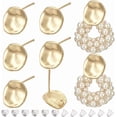 thumbnail image 1 of 12 piezas de fornituras para pendientes de botón redondas de latón chapado en oro auténtico de 18 quilates, 15 mm/0,6 pulgadas, con 30 tuercas para pendientes., 1 of 6