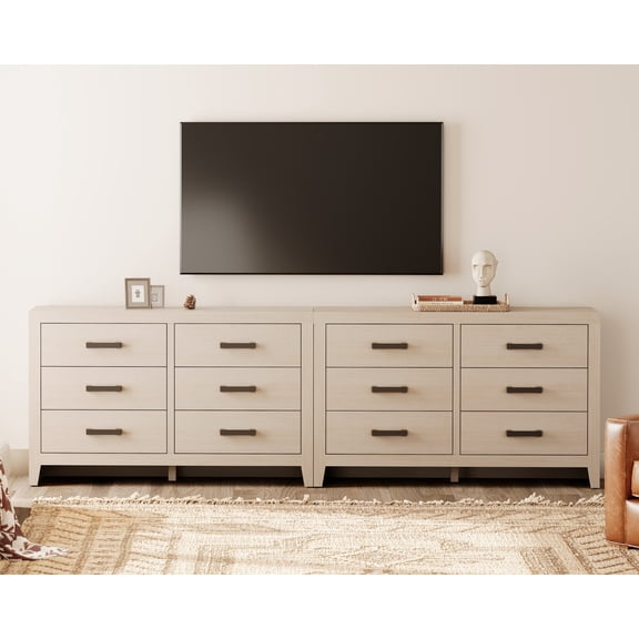 WAMPAT TV Stand for TVs up to 110 Inch, Farmhouse Wood Entertainment Center with 12 Drawers, Storage Media Console Cabinet for Living Room