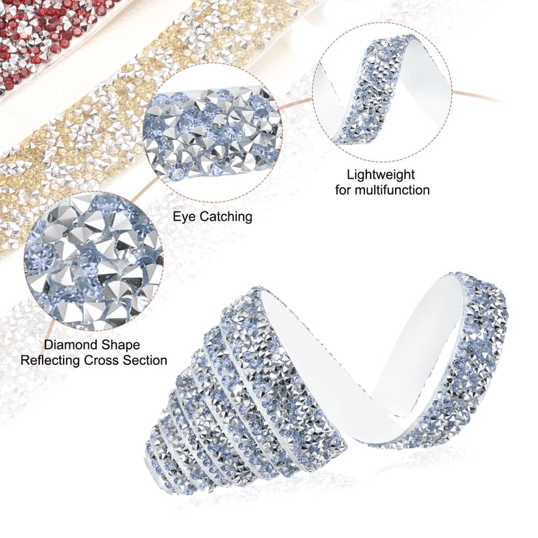 Uxcell Crystal Rhinestone Ribbon Roll 1 Yard x 0.6 inch Self