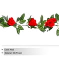 thumbnail image 3 of Uxcell Fake Vine Garland Flower Artificial Flowers Silk 15FT 16 Flowers for Home Wedding Party Red Pack of 2, 3 of 6