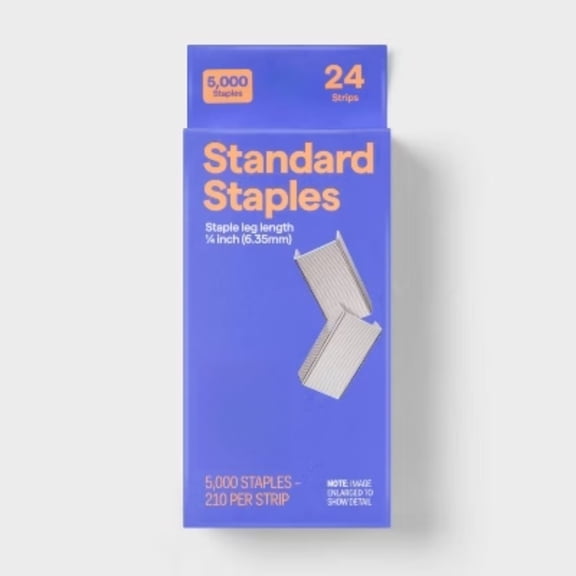 5000 Standard Staples - up&up: Staple Refills for Stapler, Metallic Silver, 5000 Count