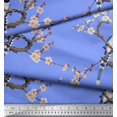 thumbnail image 2 of Soimoi Blue polyester Crepe Fabric Floral & Pin Tailed Whydah Bird Printed Craft Fabric by The Yard 42 Inch Wide, 2 of 3