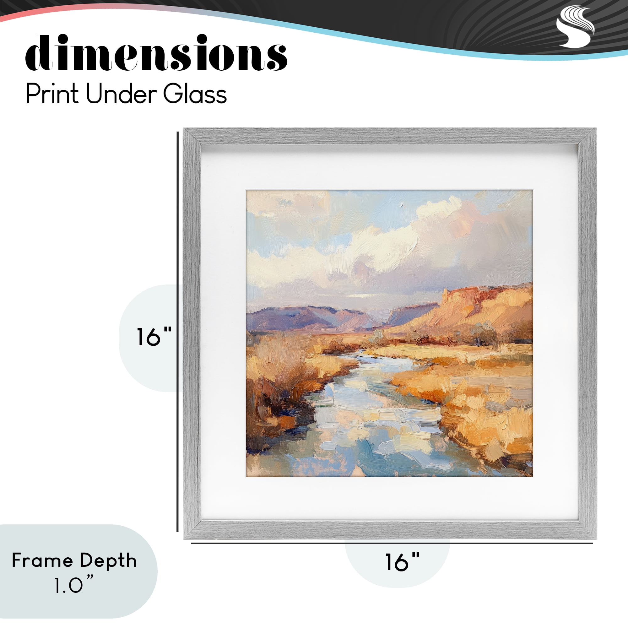 Stupell Industries Plateau River Evening Glow Gray Framed Print Under Glass, design by Petal Prints Design