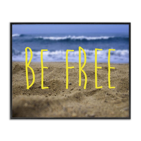 Stupell Industries Tropical Be Free Beach Waves Black Framed Giclee Art, 30 x 24, by K. Kaufman
