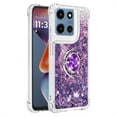 thumbnail image 7 of CCSmall for Motorola G 5G 2025 Case Clear Glitter Bling for Women, Flowing Liquid Quicksand Sparkly Cover with Diamond Ring Kickstand Case for Moto G 2025 LSZ Purple, 7 of 7