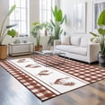 thumbnail image 3 of Area Rugs 3'x5', Farmhouse Orange Plaid Carpet Runner Indoor Outdoor Rugs Home Decor Aesthetic, Vintage Country Cock Checkered Non Slip Mats Washable Accent Rug for Living Room Bedroom, 3 of 8