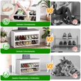 thumbnail image 2 of Banco Zapatero de 3 Niveles, Zapatera Madera de Tres Capas, Organizador de Zapatos Multifuncional con Asiento Acolchado de Espuma, Zapatero Entrada para Entrada, Puerta, Pasillo 80 * 30 * 40.5 cm, 2 of 9