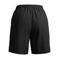 thumbnail image 5 of Women's Soft Fabric Elastic Waist Casual Shorts with Pockets, Solid Color Pleated Loose Fit, Shorts for Women Summer, Lounge Athletic | VerBelle,Black 2XL, 5 of 9