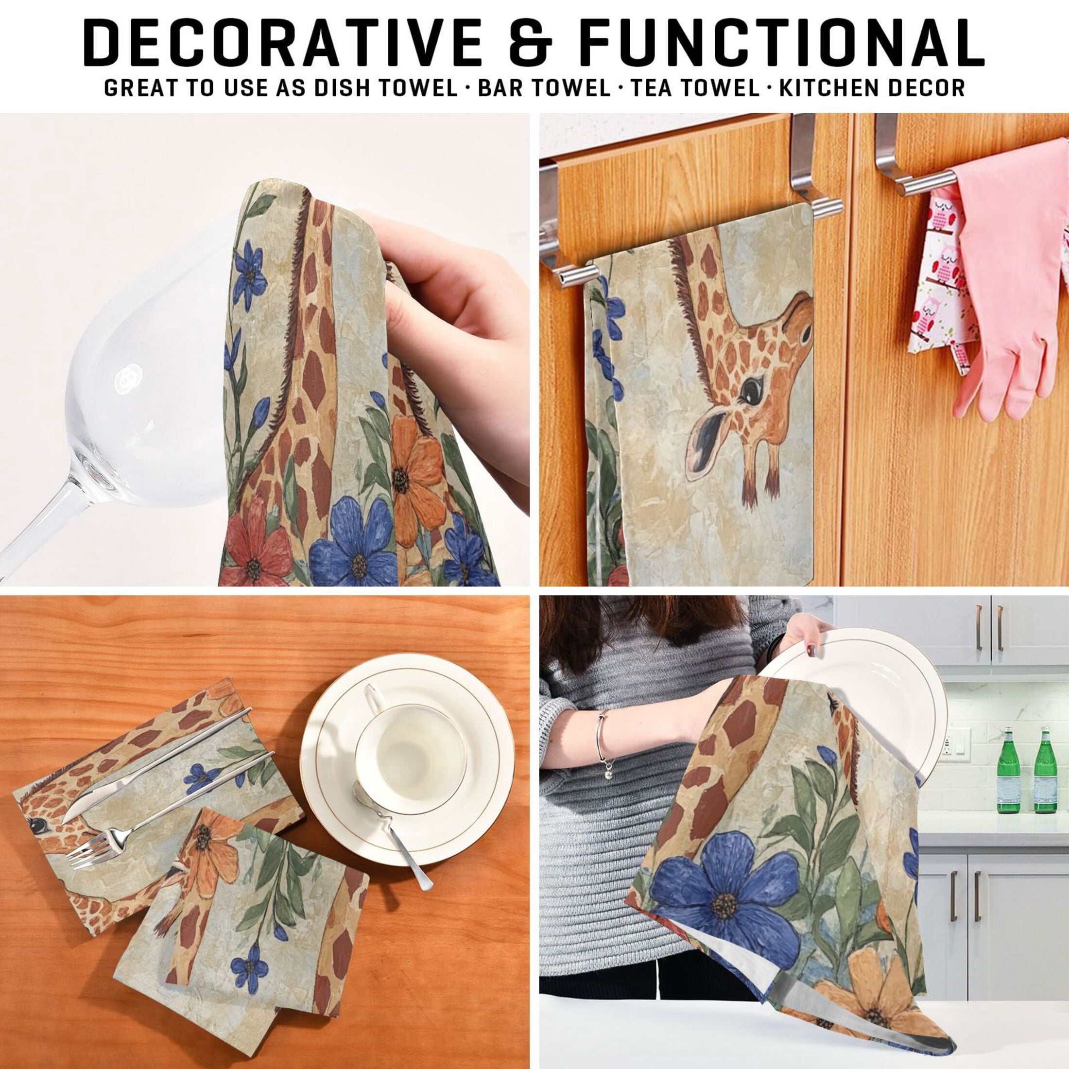 Kitchen Towel 28x18 Inches x6，Plate Towel, Decorative Towel, Napkin, Tea Towel Tea Towels For Kitchen Dish Cloths & Dish Towels Two Giraffes