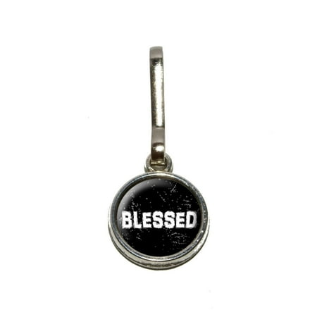 Zipper Pull Craft Charm - Blessed Distressed - Christian Religious Inspirational Charm Zipper Pull