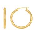 thumbnail image 2 of Women's Welry 31mm Round Tube Hoop Earrings in 14kt Yellow Gold, 2 of 3