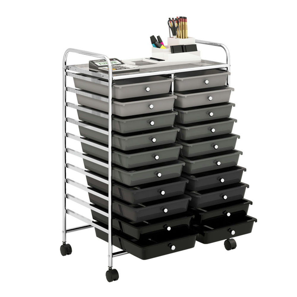 Demi Bonn 20 Drawers Storage Rolling Cart Studio Organizer with 4 Universal Casters, Gradient Gray