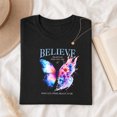 thumbnail image 3 of Jollimate Believe In Who You Are Butterfly T-Shirt, Watercolor Floral Inspirational Graphic Tee, Motivation Hope Gift for Women, 3 of 6