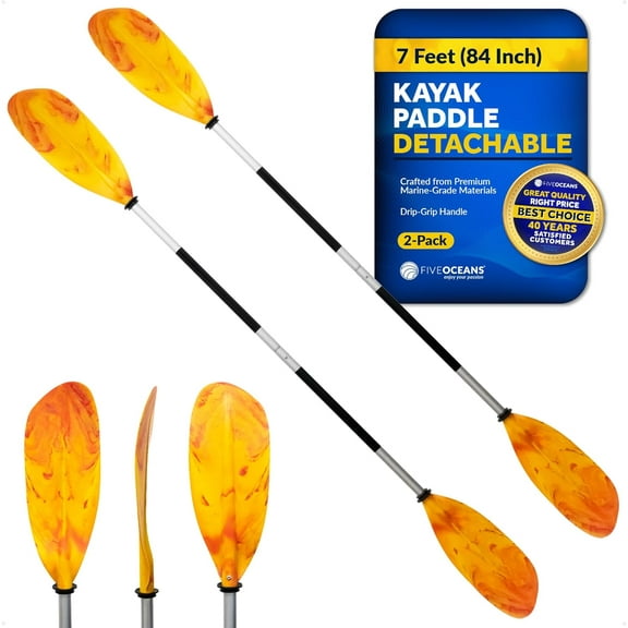 Paddles2 Pack, 84" - 7ft  Fishing Paddle, Detachable Heavy-Duty Aluminum Shaft, Reinforced Fiberglass Blades, 2-Piece Snap-Button, Lightweight Paddle for all Kayaks - FO2880-M2