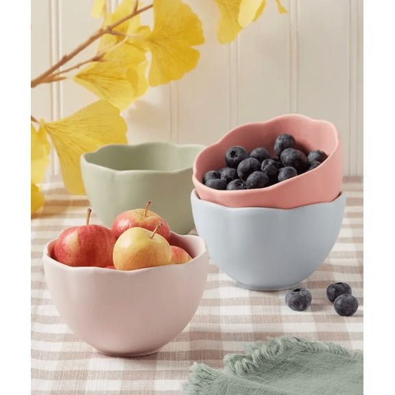 Haven Scalloped Pastel Tidbit Bowls, Set of 4