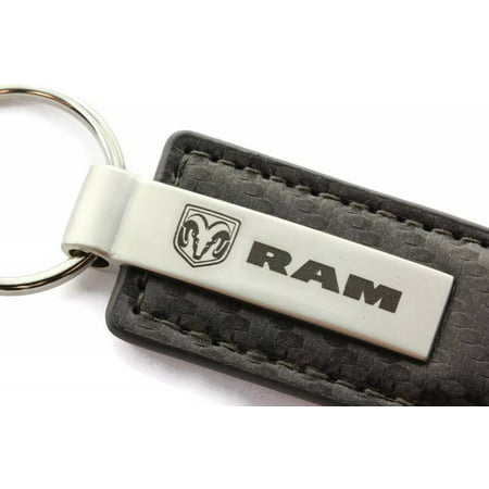 AutoGold Dodge Ram Gun Metal CF Carbon Fiber Leather Key Chain Ring Tag Fob Lanyard Metal KC1559.RAM