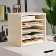 thumbnail image 4 of Ballucci 5-Tier Paper Organizer, File Holder, Mail Sorter, Wood Stackable Letter Tray, Brushed Wood, 4 of 6