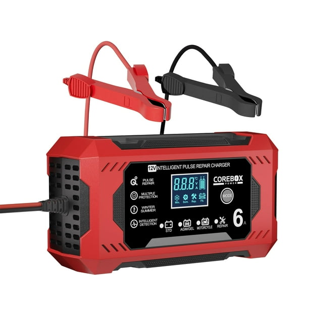 Cargador de batería COREBOX 6A 12V con mantenimiento inteligente