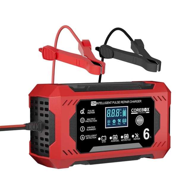 Cargador de batería COREBOX 6A 12V con mantenimiento inteligente