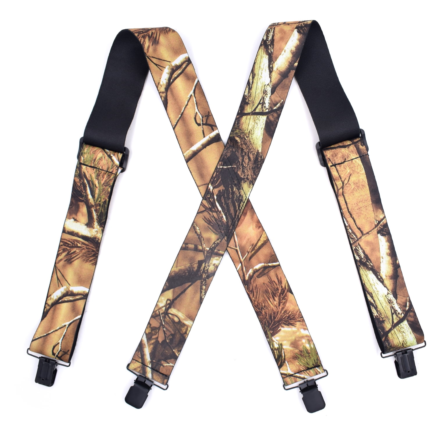 Camo Suspenders for Men 2 inch Wide Hunting Camoflauge Elastic Braces