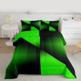 thumbnail image 3 of Manfei Adult Modern Abstract Bedding Comforter Set, Fashion Stripe Triangle Twin Comforter Sets, Black Green Minimalst Reversible Bedding Set, Luxury Bedroom Decor, 2 Pieces, 3 of 9
