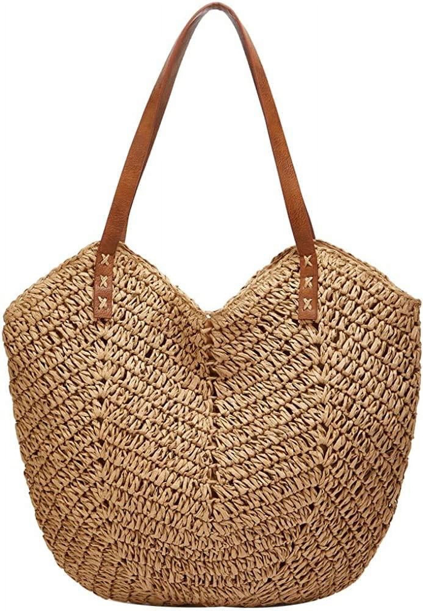 Straw Bags for Women - Summer Beach Woven Tote Hobo Handbag Casual Straw Shoulder Bags for Travel Vacation