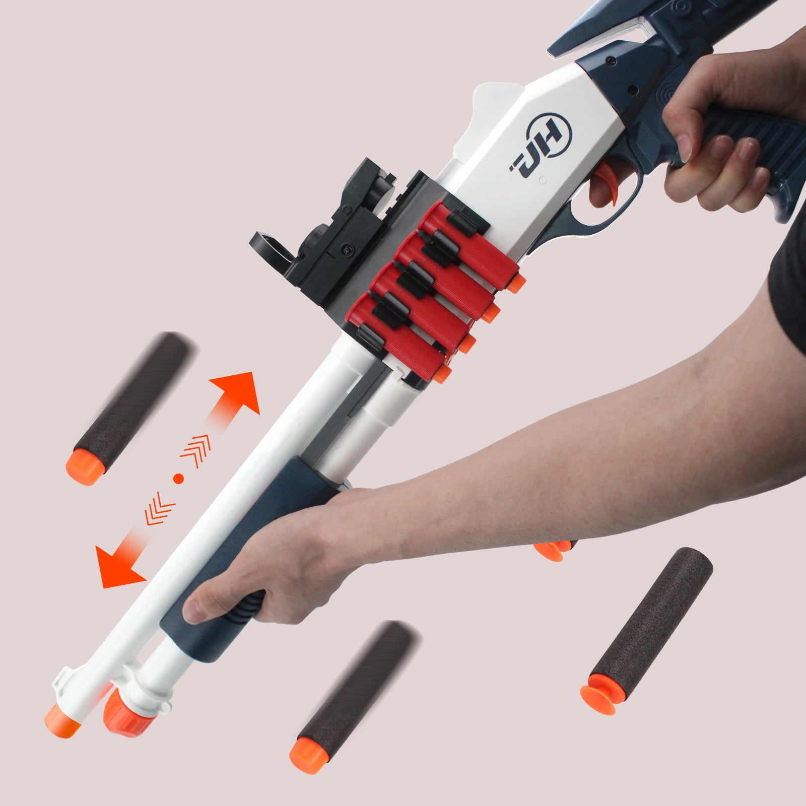 BIU BLASTER Foam Dart Blasters 30-inch Shell Ejecting Design for Indoor and Outdoor Play, 14+ Years, Gold
