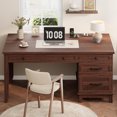 thumbnail image 4 of 53.54" Wooden Computer Desk Home Office Desk with Drawers, 53.5" Executive Desk with Power Outlet, Rustic Large Home Writing Desk Work Desk with File Cabinet for Work, Study, Writing, 4 of 6