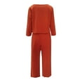 thumbnail image 5 of UAMVSH Women 2 Piece Outfits Cotton Linen Loungewear Sets Lightweight Long Sleeve Tops Matching Palazzo Wide Leg Pants Beach Vacation Clothes(Small,Orange), 5 of 5