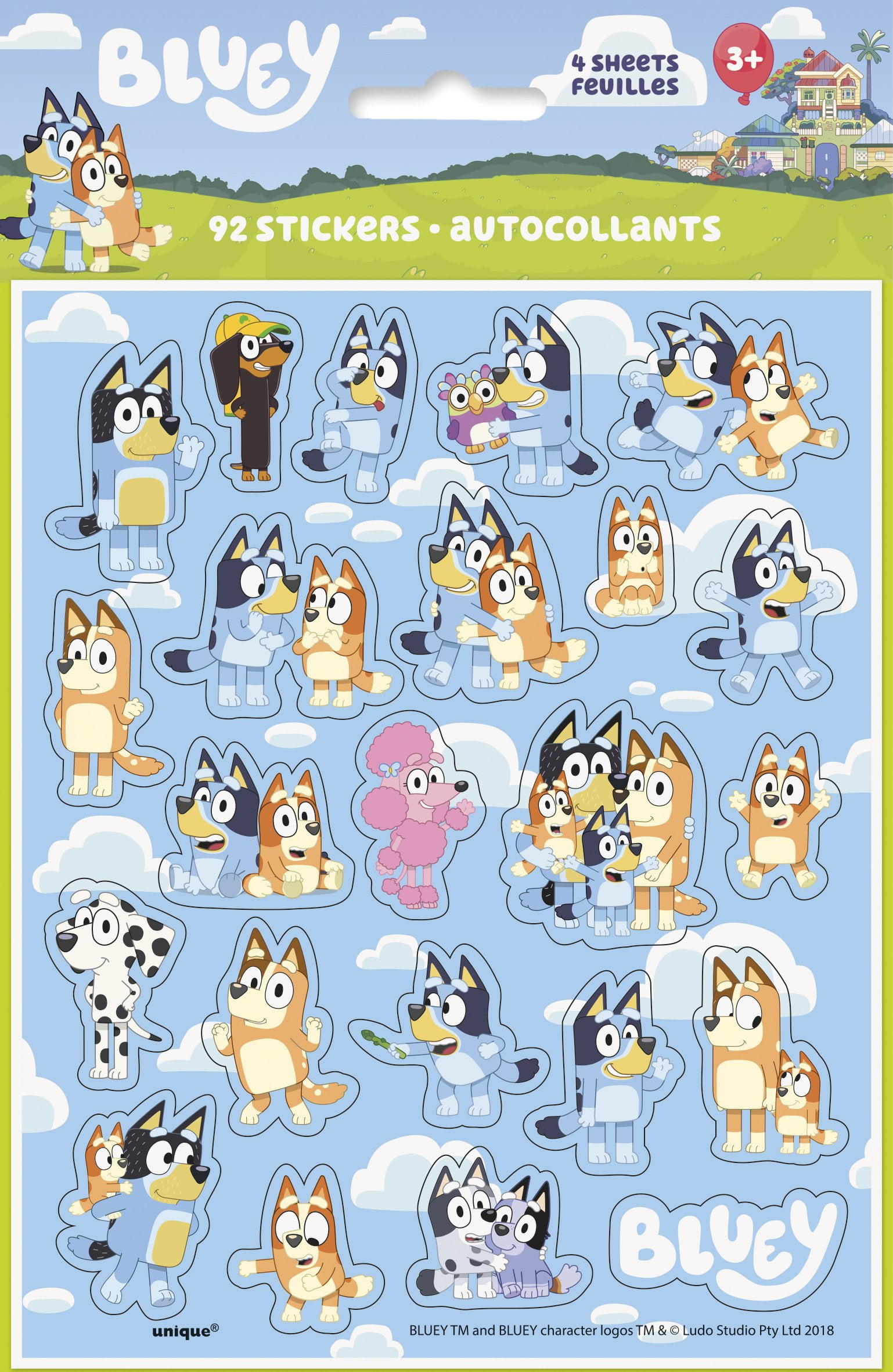 bluey games bluey sticker set for kids - bluey party supplies bundle with 4  sheets of bluey stickers plus bonus stickers, more (bluey cra
