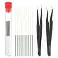 thumbnail image 1 of Kit de herramientas de limpieza de boquillas de impresora 3D Uxcell, 10Pcs agujas de limpieza de boquillas de impresora 3D de acero inoxidable de 0.2mm y 2Pcs pinzas, 1 of 6