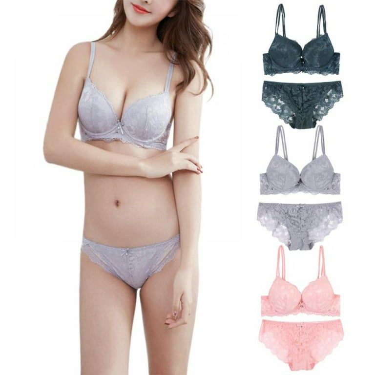 Wuffmeow Timeless Classic Floral Embroidery Lace Bra Underwear Sexy Women  Bra Set 