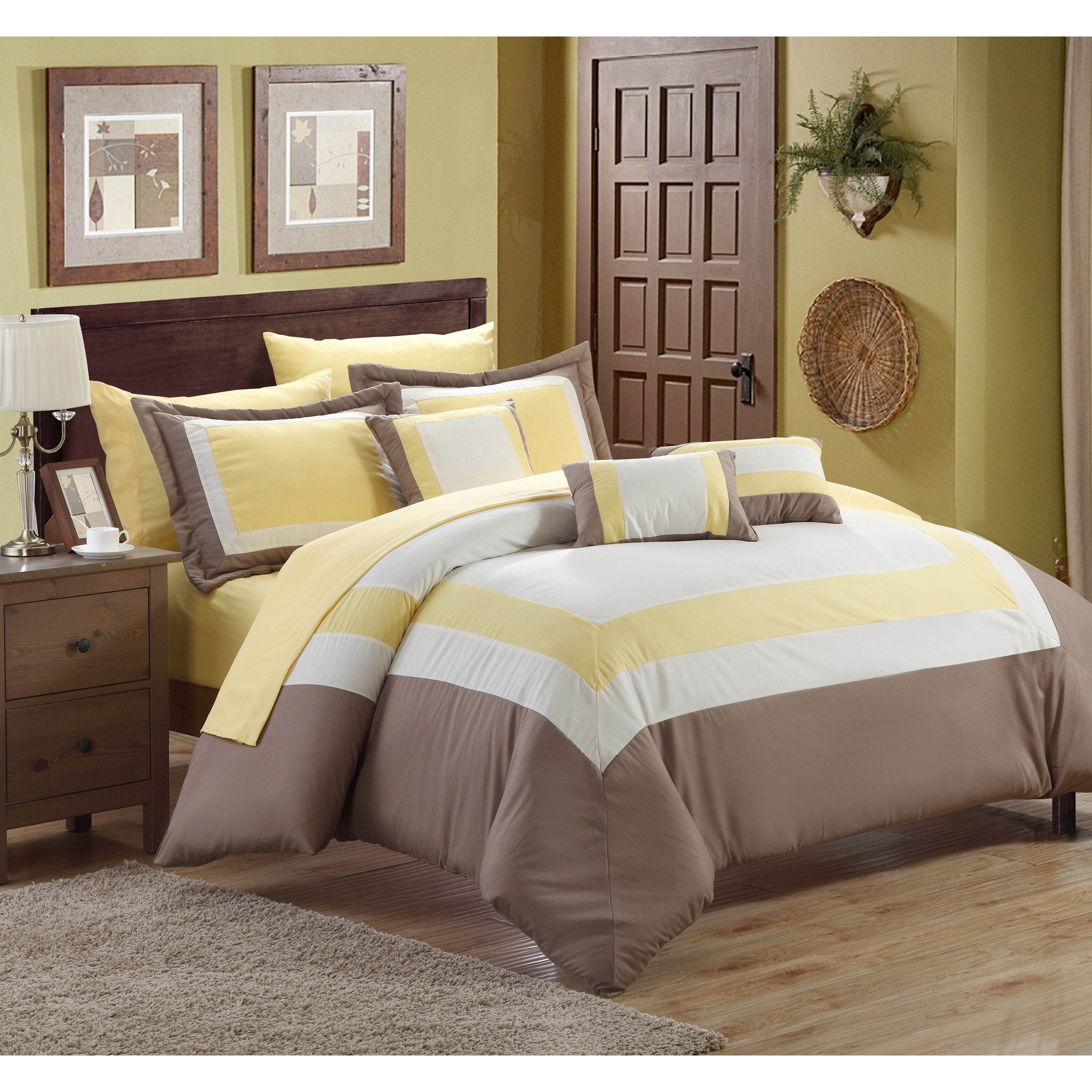 Chic Home Duke 10 Piece Bed In A Bag Comforter Set King Yellow