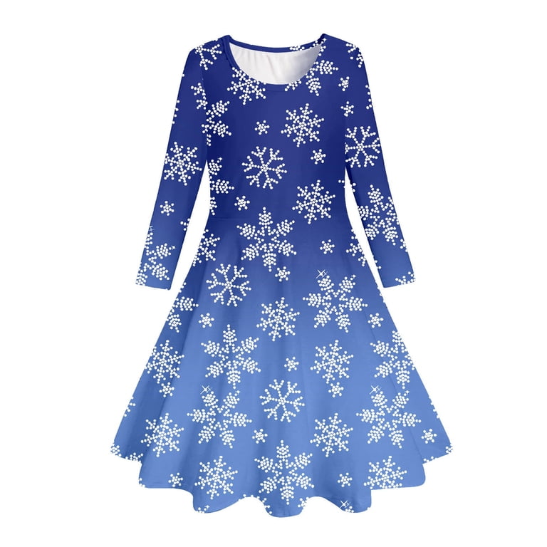 matching christmas dresses for girls Dress Christmas Print Girls Long Sleeve Christmas Outfits Festive Dress Outfit 6-7 Years off whi