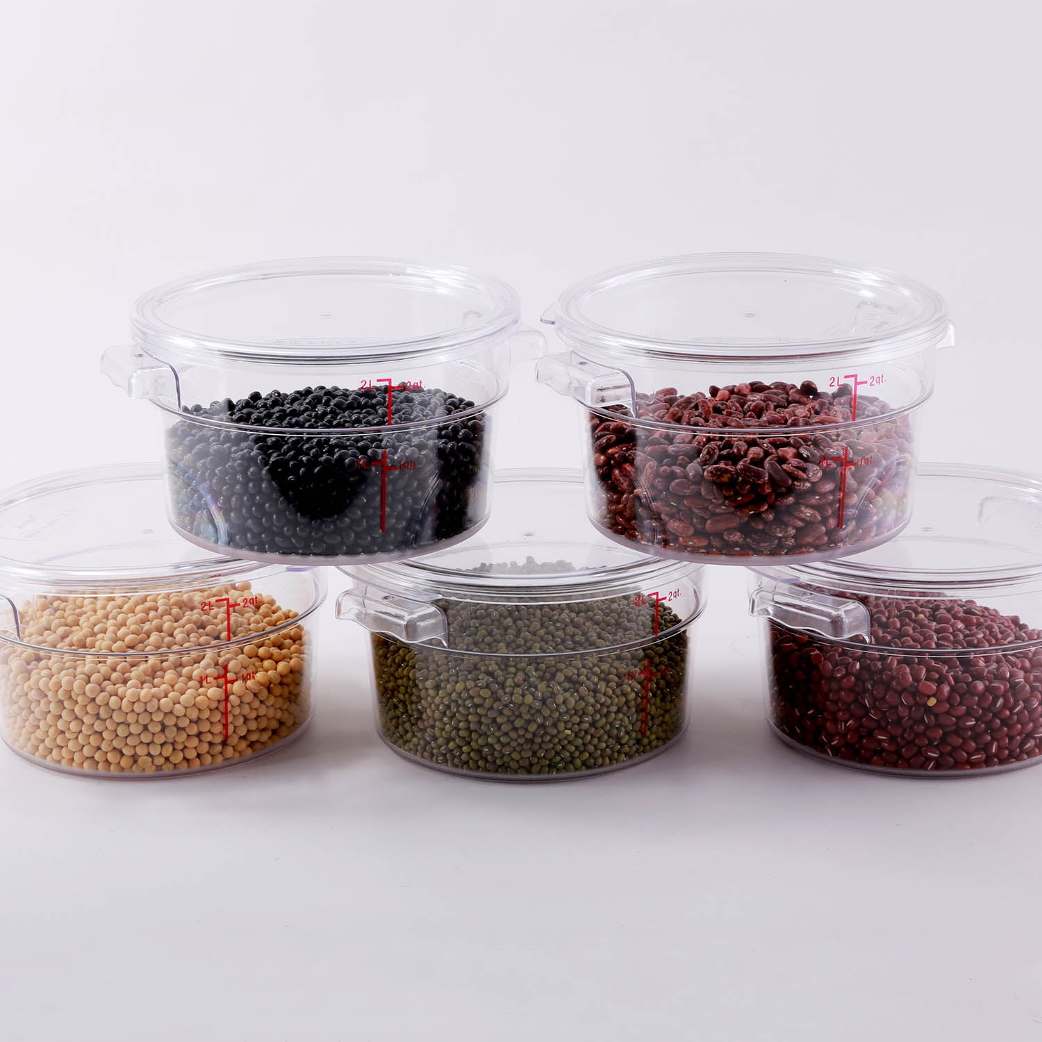 Hakka 2 Qt Commercial Grade Round Food Storage Containers with Lids