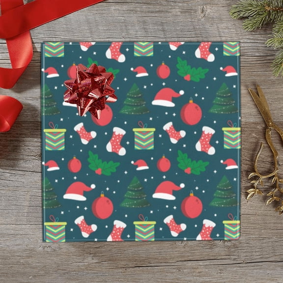 Wrapping Paper Gift Wrap – Holiday Hats and Stockings – 1, 2, 3, 4 or 5 Rolls (1 Roll)
