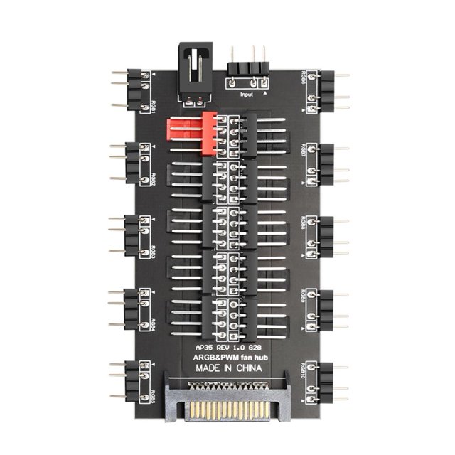 Ventilador de refrigeración 2 en 1 Hub 5V 3PIN ARGB SATA Power Multi Splitter 10 Way para PC Case