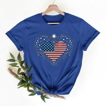 Cavosen Patriotic Shirts for Women Petite Patriotic Short Sleeve Round Neck Tops USA Star Striped Print T Shirts Lady XL Independence Day Casual Shirts 4th of July Tunic Tees 2025 Patriotic Outfits