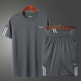 thumbnail image 1 of Camisa de running de manga corta para hombre + pantalones cortos, top de culturismo, camiseta de fútbol-Conjunto gris-XXXL BmatwkZeng Bmatwk Jersey, 1 of 5