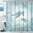 thumbnail image 2 of Sea Turtle Shower Curtain Teal Blue Ocean Beach Coastal Waterproof Fabric Bathroom Curtain ,72x72in, 2 of 8